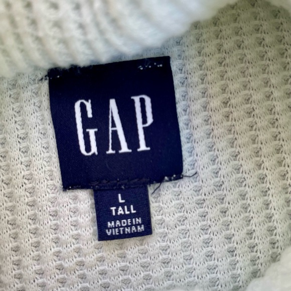 GAP Off White Turtleneck Thermal Relaxed Fit Shirt Large Tall - Picture 2 of 8